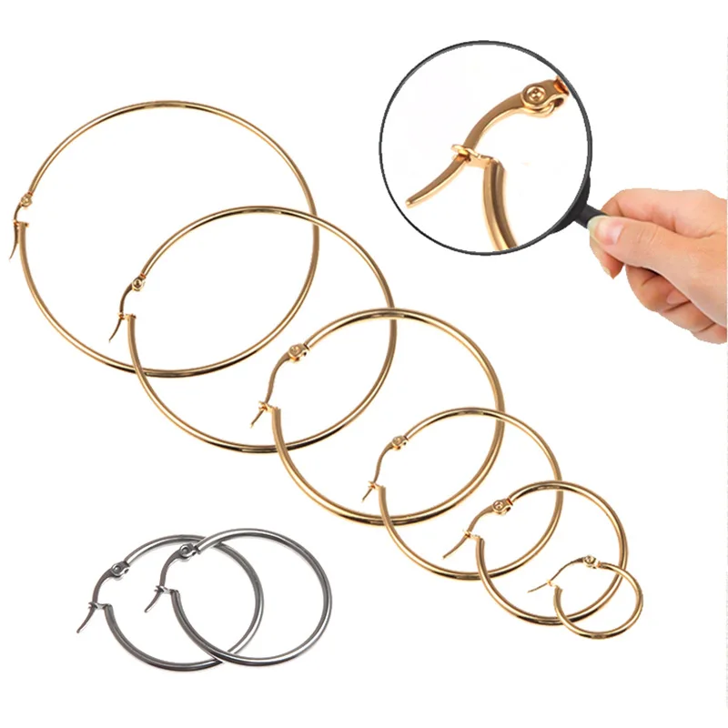 Женские круглые серьги кольца из нержавеющей стали|circle hoop earrings|hoop earrings for womenhoop |