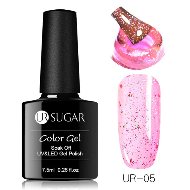 Jelly Glitter 5 Ur Sugar 7,5 мл голографический Блестящий Гель-лак для ногтей розовый золотой и серебряный цвета Блестящие Блестки гель замочить УФ-гель для дизайна ногтей лак - Цвет: Jelly Glitter 5