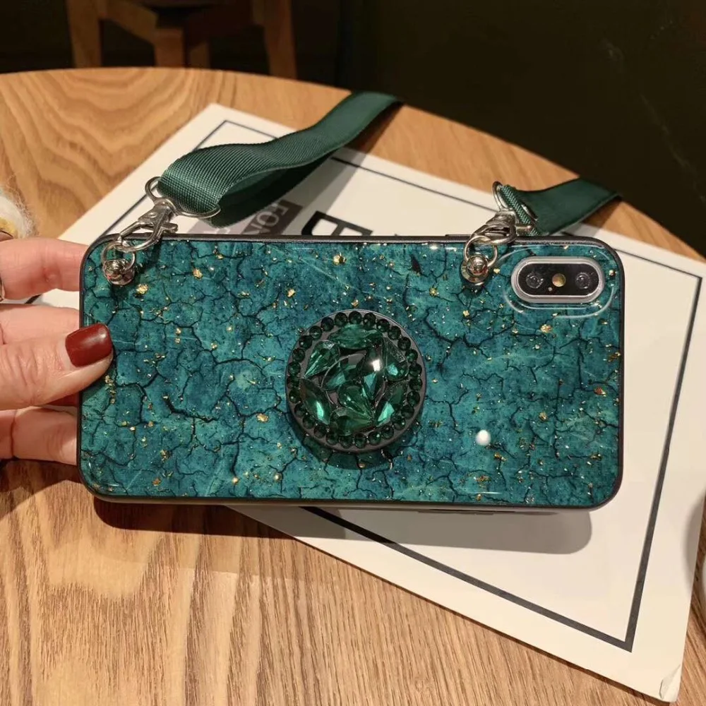 Модный чехол с алмазной подставкой для телефона iphone xs max xr x стильный мягкий