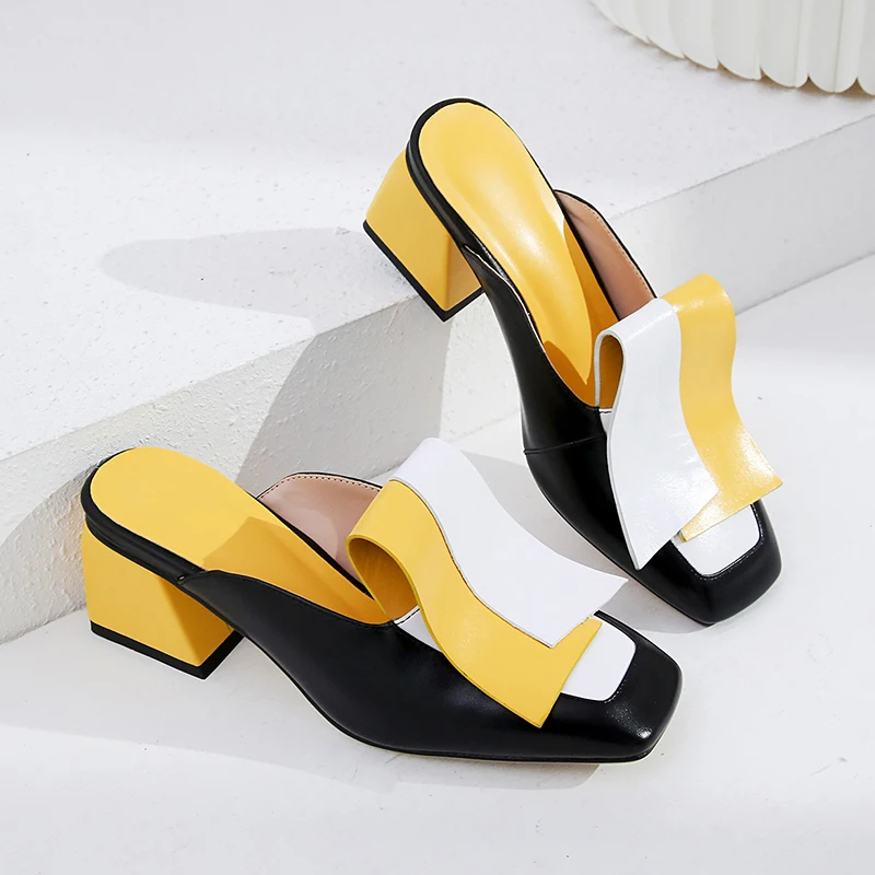 Женские туфли лодочки из натуральной кожи с квадратным носком на весну