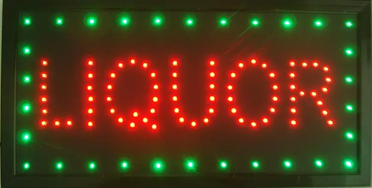 

CHENXI New Arrivals Bright Animated LIQUOR Store Mart Shop Bar Pub LED Open Sign 19x10" Display neon green color edge