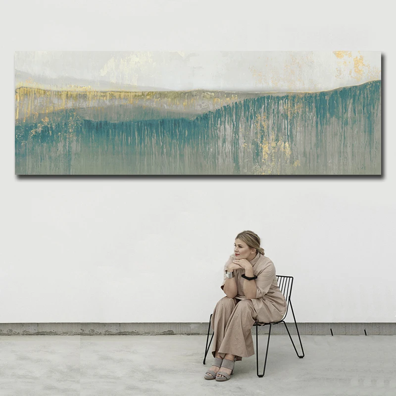 Украшение для спальни, золотой абстрактный принт, картина маслом на холсте, современный холст большого размера, художественные принты, домашний декор, изображение без рамки