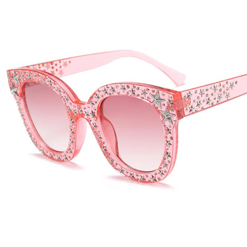 Роскошные Черные Звездные Солнцезащитные очки женские ретро с полными