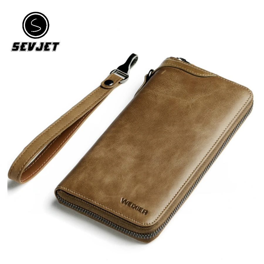 2019 Винтажный Мужской Длинный кошелек из натуральной кожи мужской клатч