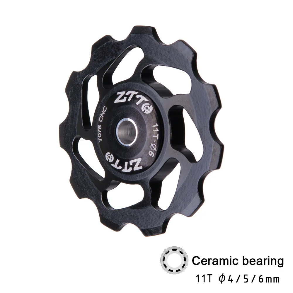 1pcs BLACK ZTTO 11T MTB велосипедный задний переключатель Jockey колесный керамический подшипник шкив AL7075 CNC направляющий ролик для дорожного велосипеда 4 мм 5 мм 6 мм - Цвет: 1pcs BLACK