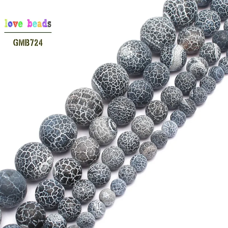 Оптовая продажа черные круглые бусины из Агаты для изготовления ювелирных