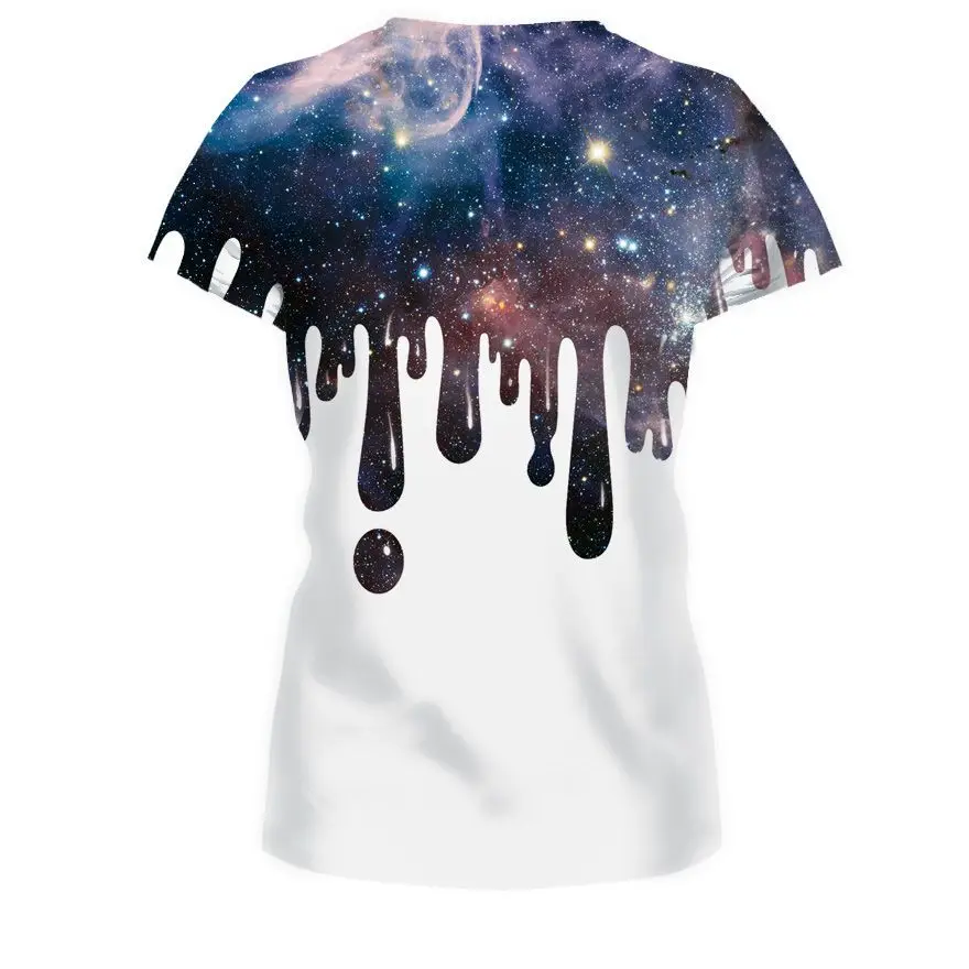 Для женщин футболка черный, белый цвет Galaxy 3D печати Sportwear короткий рукав Фитнес футболки работает рубашка S-3XL быстросохнущая тонкие толстовки