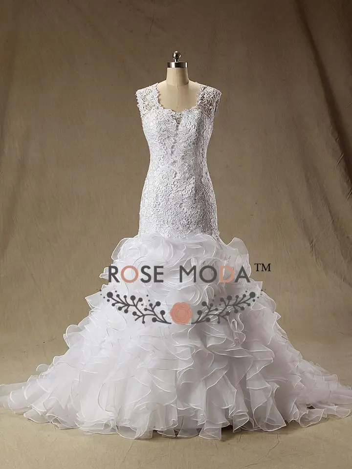 White as photo Розовый Moda Персик Румяна розовое свадебное платье кружевной рукав-крылышко русалка свадебные платья плюс размер реальные фотографии - Цвет: White as photo