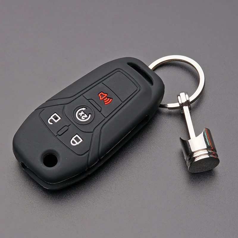 Силиконовый чехол для брелка с ключом откидной складной 4 кнопками ford Focus Fiesta fusion