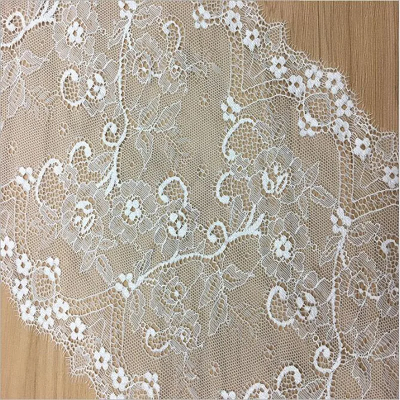 1Yards French Eyelash Lace Mesh 20cm Ivory Diy Exquisite Embroidery Clothes Wedding Dress Accessories LW0136 | Дом и сад