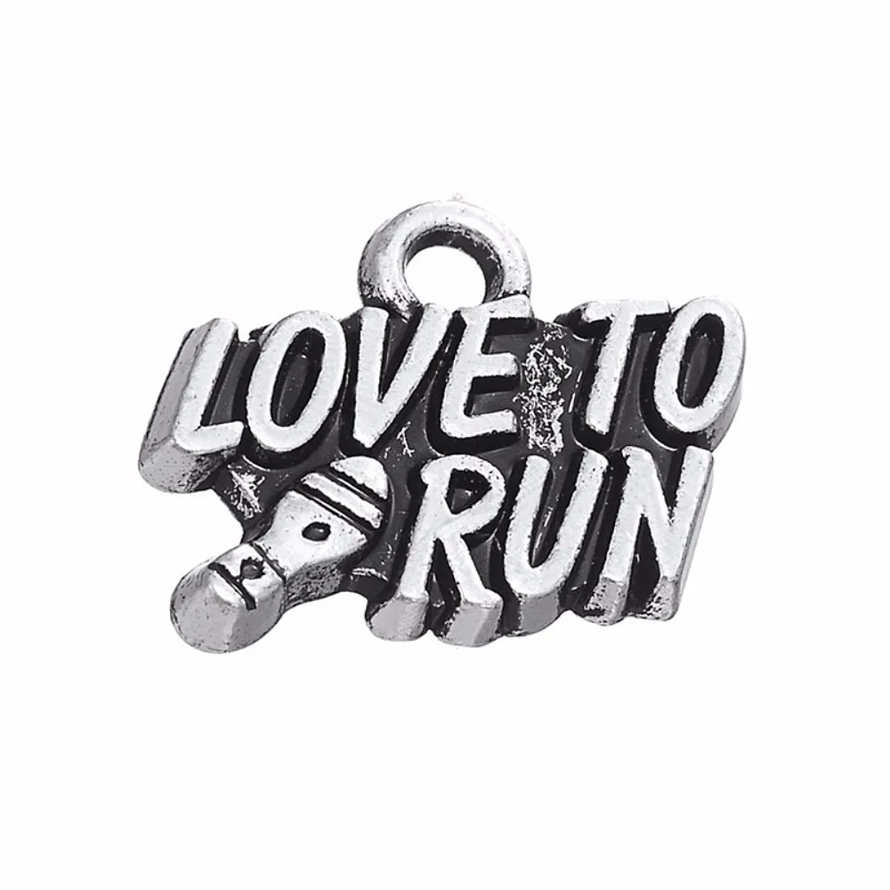 Античный посеребренный металлический сплав сообщение Love To Run живая хоккейная