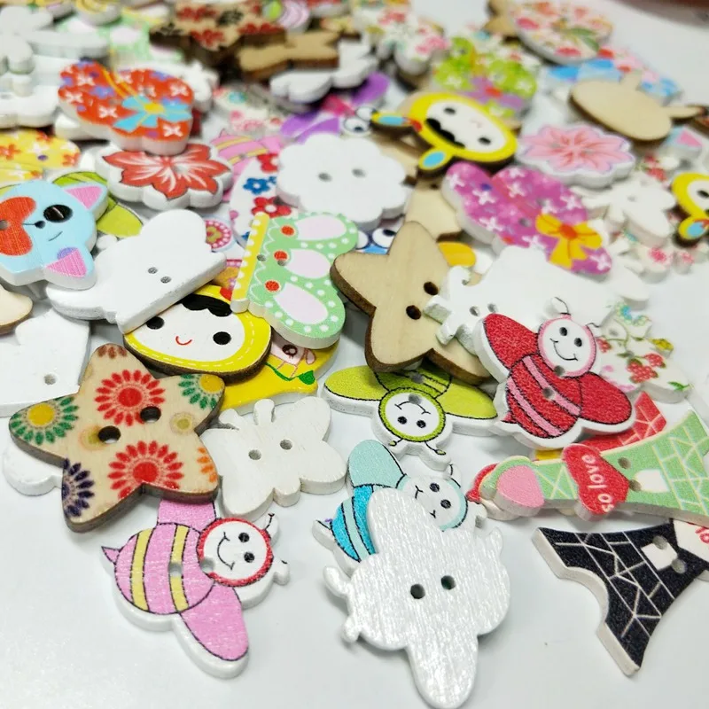 50 шт. деревянные пуговицы с мультяшными животными|sewing crafts|wooden buttonsbutton diy |