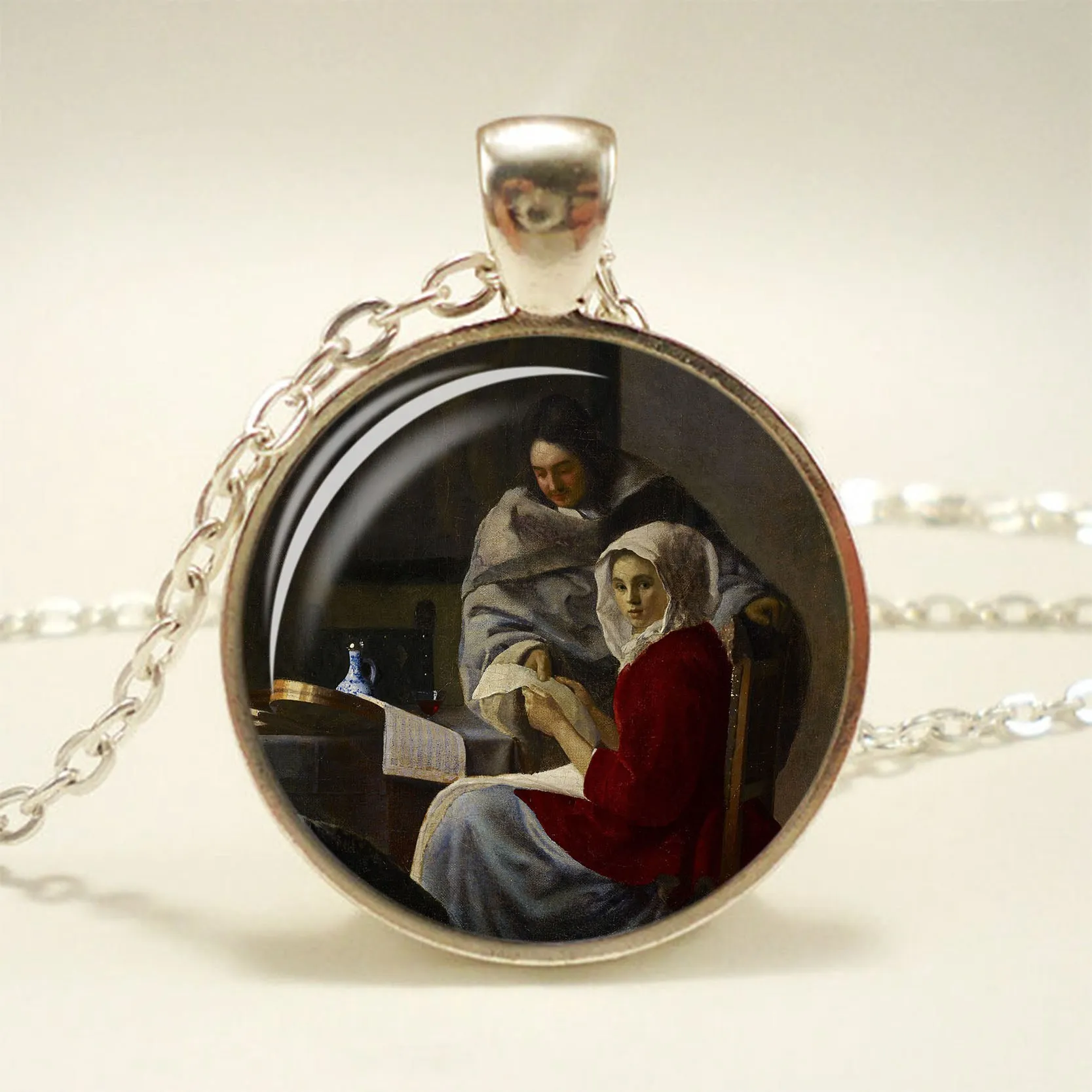 Девушка носить жемчуг Johannes Vermeer художественное ожерелье-КУЛОН Серебряная Длинная цепочка ожерелье художественное изображение ожерелье s ювелирные изделия для женщин