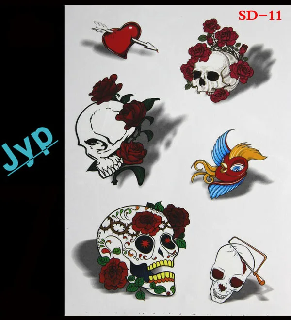 Сексуальная 3d татуировки Различных скелет pattern женщины продукты секса Временную