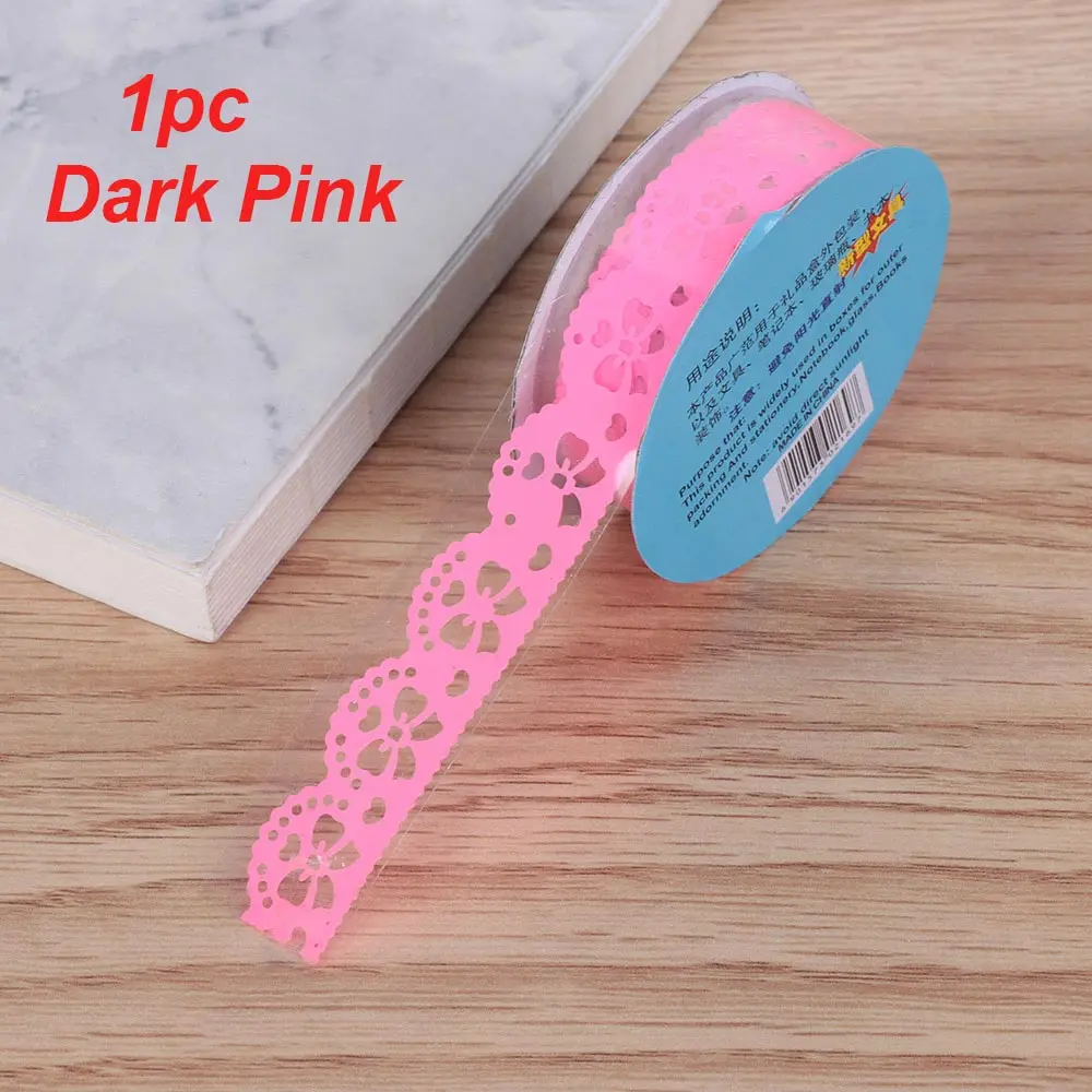 dark pink Новое поступление цветок маскирующая лента Бумага лента альбом декоративные вечерние рулон кружева Скрапбукинг самоклеющиеся DIY стикер для рукоделия - Цвет: dark pink