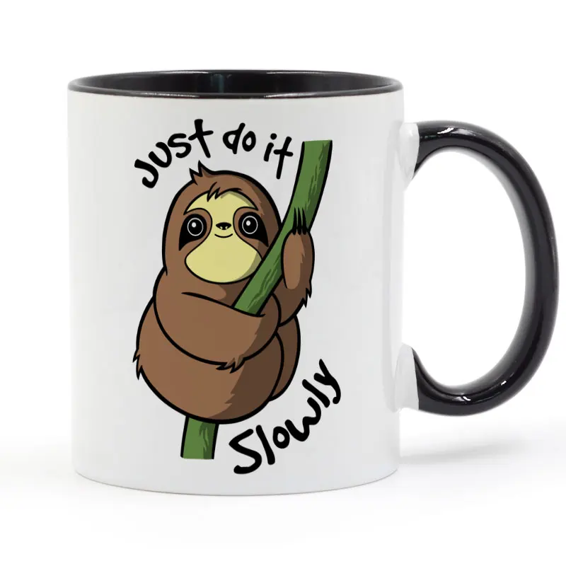 Кружка для кофе Slow Sloth керамическая чашка цветная ручка внутри подарки 11 унций