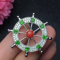 classic silver gemstone pendant luxury natural diopside pendant for woman solid 925 silver necklace pendant