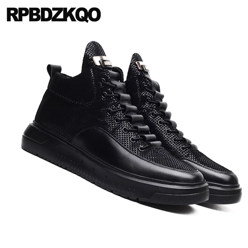 Cow Skin High Top Luxury Trainers Men Winter Skate Sneakers Designer Shoes China Genuine Leather Creepers Black Platform Quality |