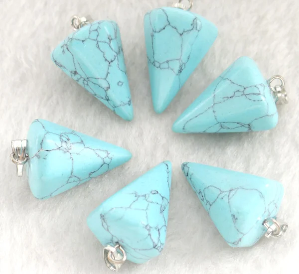 NO.13 Натуральный Камень кварцевый кристалл Turquoises опал бусины с тигровым глазом подвеска Маятник для diy ювелирных изделий ожерелья 12 шт - Окраска металла: NO.13