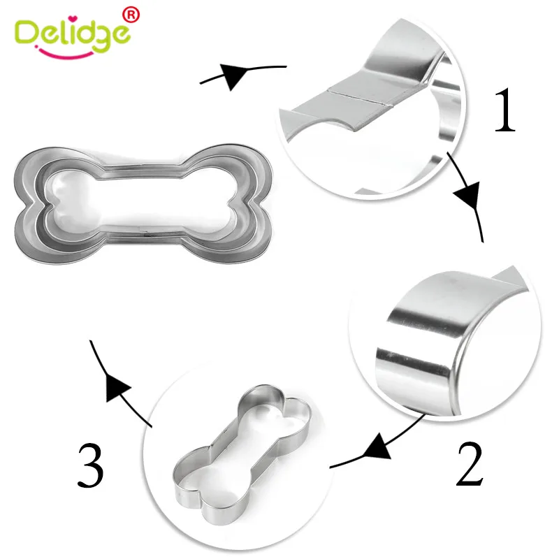 Delidge 3 шт./компл. DIY собака форма для печенья в виде кости из нержавеющей стали