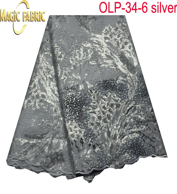 

High Class Hot Sale African Double Organza Lace Material With Sequins Embroidered French Lace For Dress OLP-34
