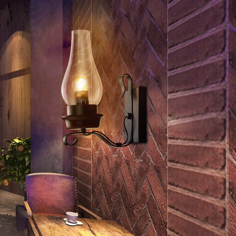 Винтажные железные настенные светильники американские прозрачный стеклянный