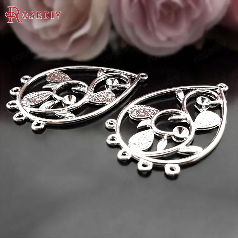 (31524)20PCS 43x27MM Silver Color Zinc Alloy Drop Earrings Connector Charms Diy Jewelry Findings Accessories Wholesale | Украшения и