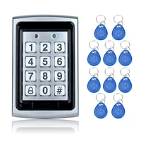 125khz rfid access control keypad card reader metal keyboard wg26 10pcs keyfobs for door security system electric digital lock