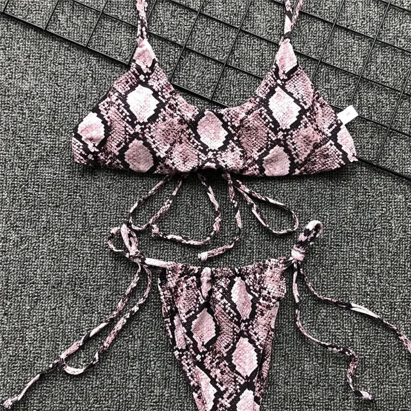Bikinx/бикини из змеиной кожи, mujer, бандо, топ, купальник woemn, купальник с высоким вырезом, женский сексуальный комплект бикини, купальный костюм, новинка