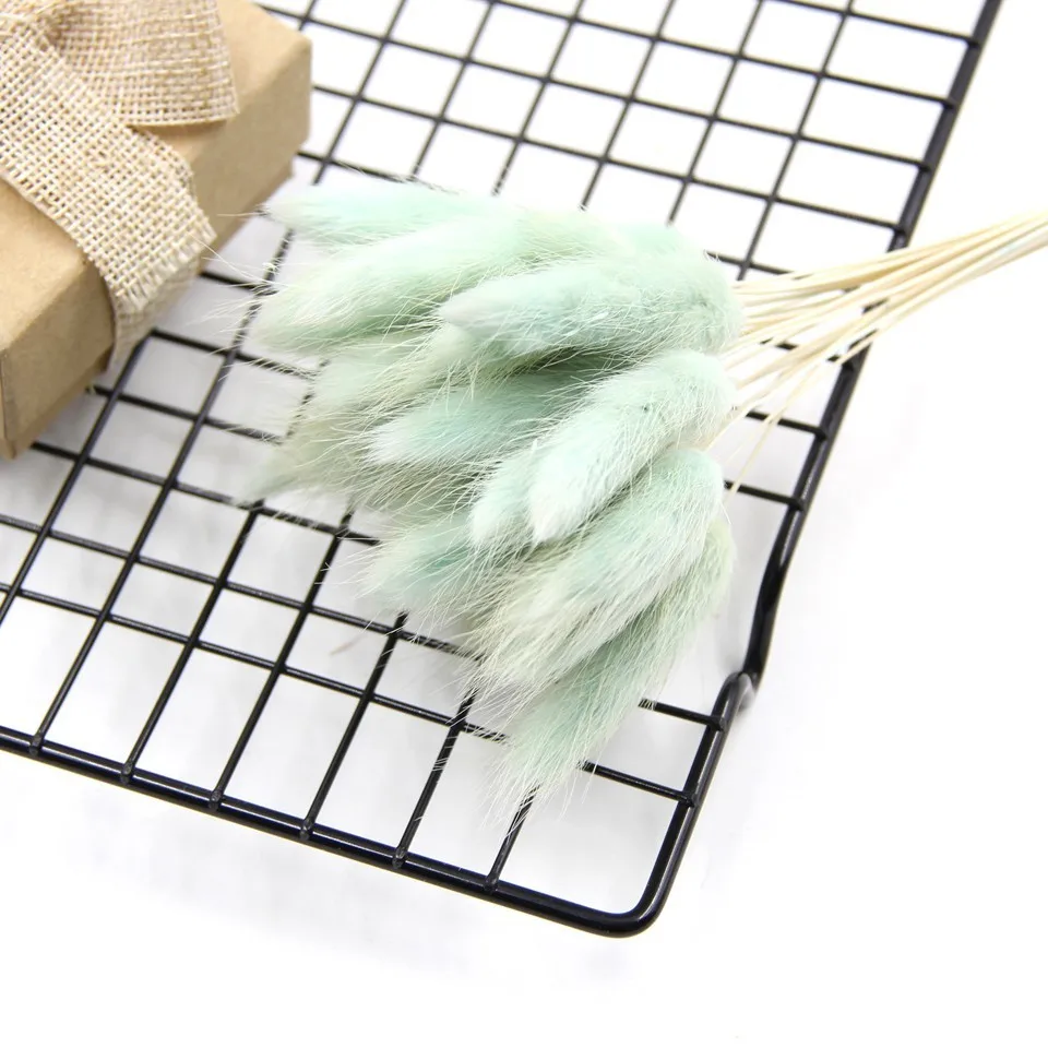 Tiffany Blue 25 шт., свадебные, сделай сам, натуральные, сушеные цветы, искусственные букеты laguurus Ovatus& Uraria Picta DIY, кроличий хвост, трава, букеты - Цвет: Tiffany Blue