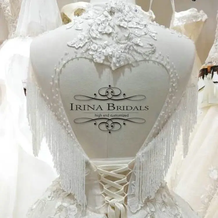 bruiloft Cover Neck Beading Straps Open Back Wedding Dress | Свадьбы и торжества