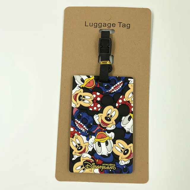 Фиолетовый Disney мультфильм Микки Маус дорожные багажные бирки Минни чемодан ID Addres держатель багажные таблички на багаж переносная бирка - Цвет: Фиолетовый