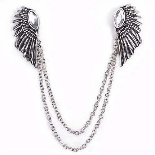Retro Collar Clip Punk Chain Tassel Blouse Shirt Angel Wing Tips Pin Brooch Luxury Jewerly | Украшения и аксессуары
