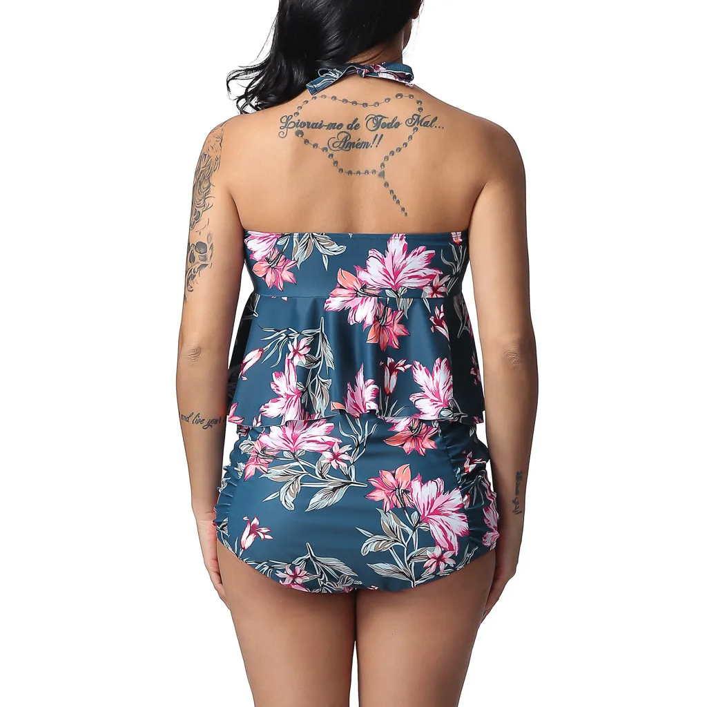 Женский размера плюс купальник-танкини с принтом купальник-бикини домашние
