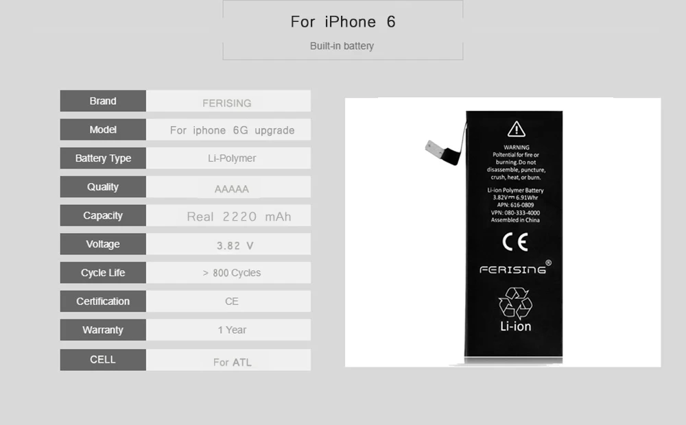 2200 мАч/3500 мАч батарея для iPhone 6 6s Plus FERISING Высокая емкость Телефона полимерная внутренняя батарея сменные батареи 6plus