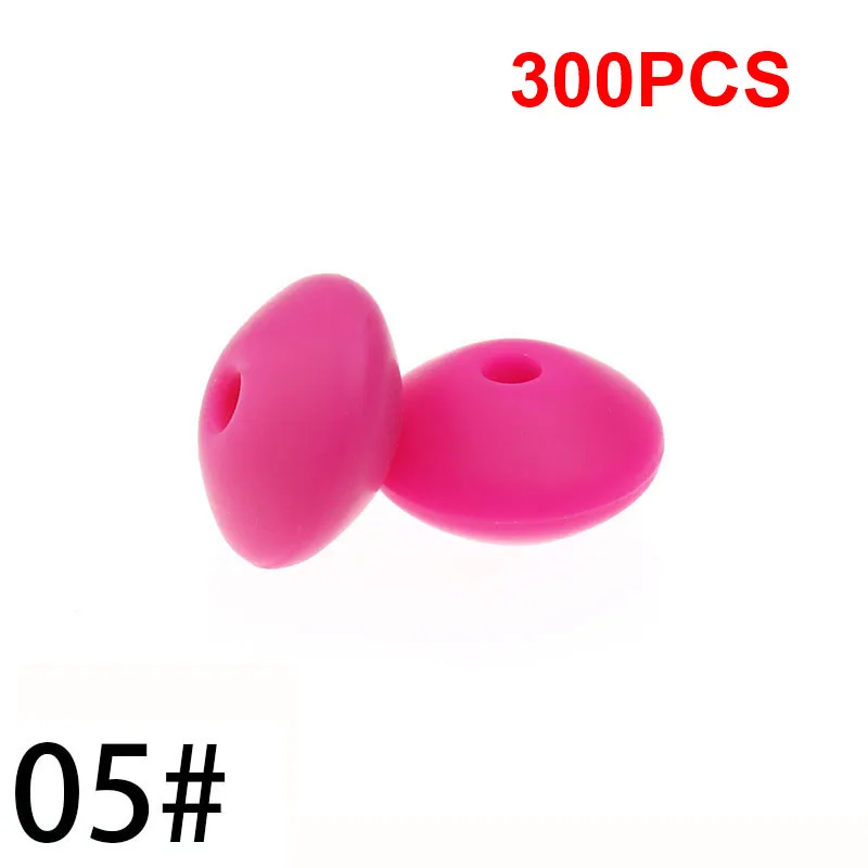 05 Violet Red 12 ММ ЧЕЧЕВИЦА Силиконовые Круглые бусины для прорезывания зубов 300 шт. Abacus расстояние бисера Bpa Бесплатно Детские Прорезыватели Ожерелье Подвеска Игрушка сделай сам - Цвет: 05 Violet Red