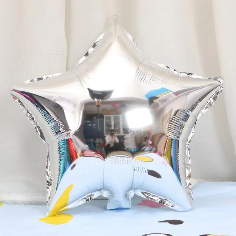 silver star 5 шт., 18 дюймов, розовое золото, красная звезда, сердце, фольгированные шары, свадьба, любовь, гелий, надувной шар, день рождения, украшение, шар, детские подарки - Цвет: silver star