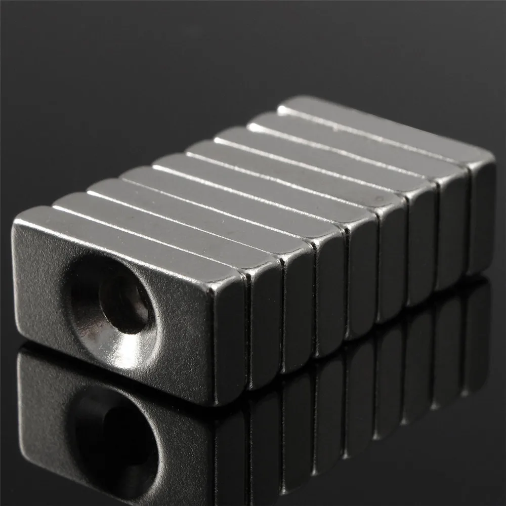 AETool 20 X 10 X 3mm 4mm Hole N52 Strong Rare Earth Ring Block Neodymium Magnet Strip Super Powerful Strong Magnets for Craft