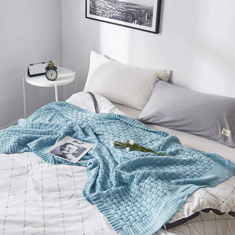 

American Style Thick Needle Knitting Line Blanket Sofa Blanket Photo Props Shawl Knee Blanket