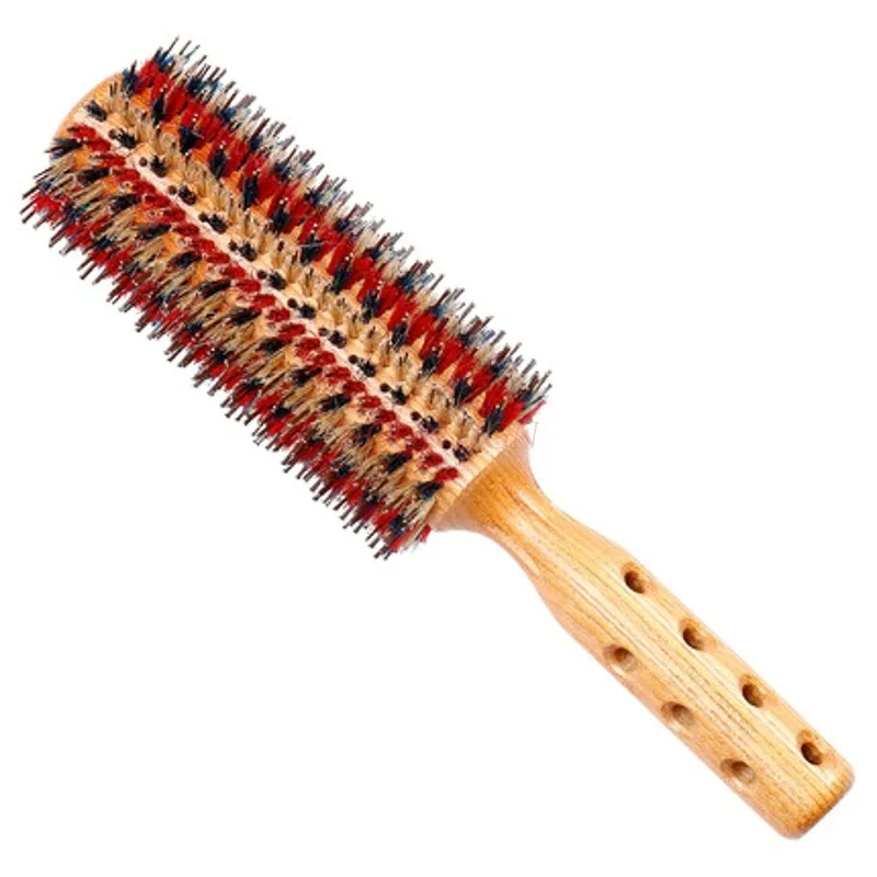 Bold Long Pig Bristle Round Combs Heated Hair Hairbrush Straight Style Volume Comb Salon Professional Hairdressing Supplies Sae