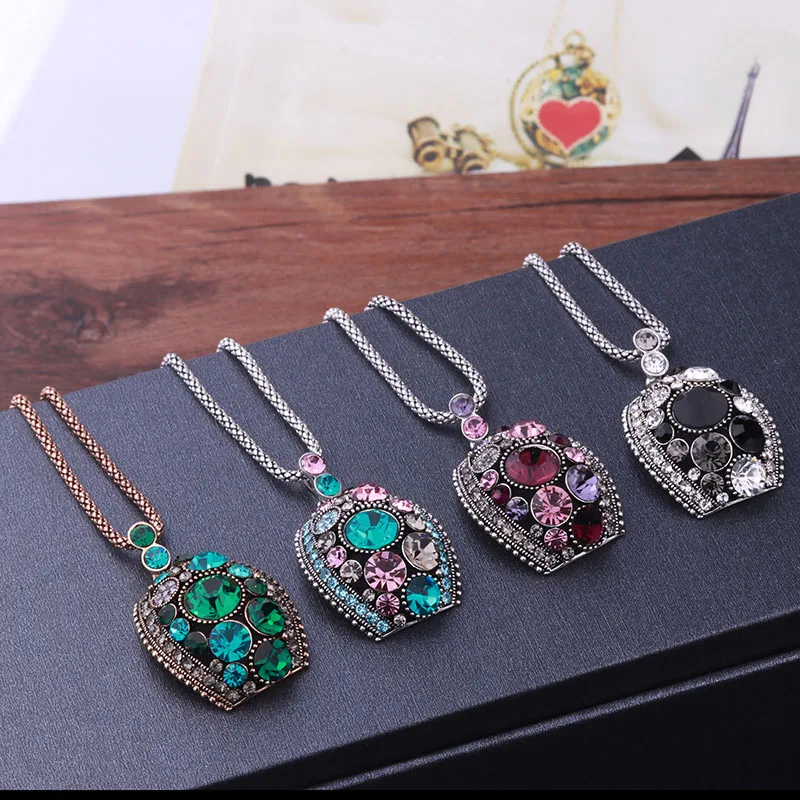 Feelgood Silver Color Vintage Jewellery Set White And Black Crystal Jewelry Sets With Necklace Stud Earrings Ring For Women Gift | Украшения