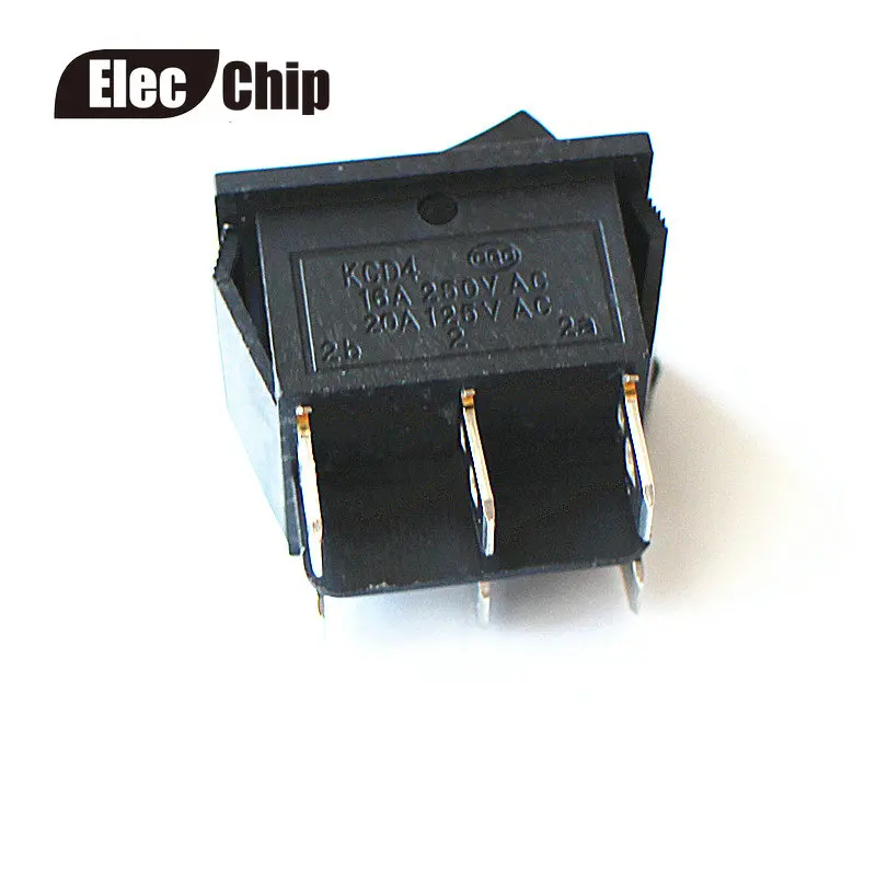 5 шт./лот 6-контактный KCD4 AC 15A/30A 250V DPDT черный кнопочный мгновенный возврат пружины