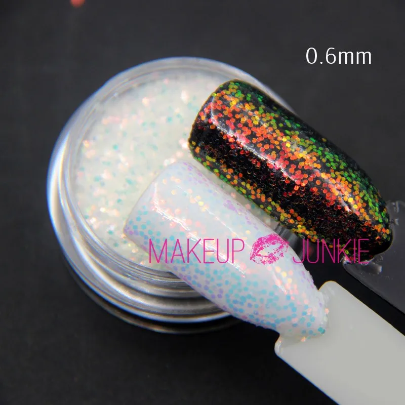 0.6mm 1jar шестигранные блестки для ногтей Единорог пиксельный эффект блестки переливающиеся блестки для маникюра украшения для ногтей - Цвет: 0.6mm