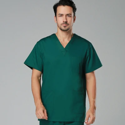 men Dark green Женские медицинские наборы высокого качества размера плюс с v-образным вырезом, летние мужские с коротким рукавом, униформа медсестры, больничная одежда, хирургические наборы с эффектом потертости - Цвет: men Dark green