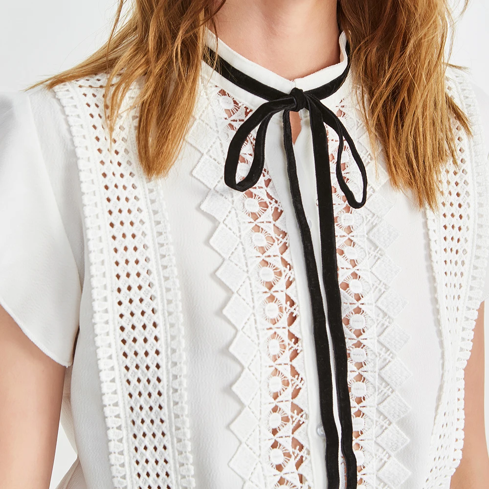 Летняя блузка без рукавов женские топы рубашка женская 2018 модная с бантом Tiew евро