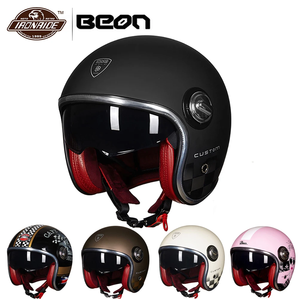 BEON мотоциклетный шлем Casco Ретро стиль 3/4 открытый для скутера двойной