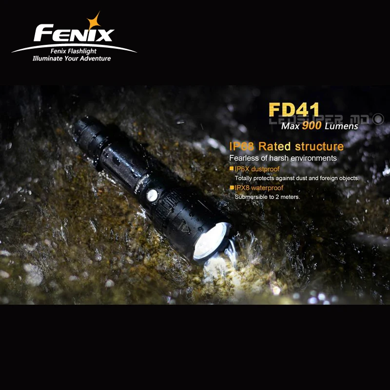360 градусов Поворотная фокусировка Fenix FD41 900 люмен XP-L светодиодный тактический фонарь с прожектором