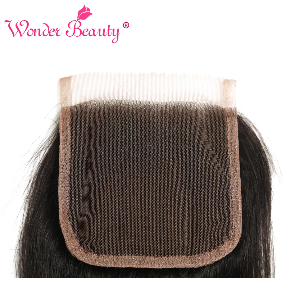 Wonder Beauty не Реми человеческие волосы перуанские прямые Кружева Закрытие 4x4