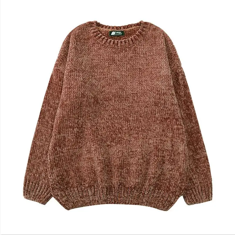 Brick red o neck Толстый теплый свитер из синели с высоким воротом, женские свободные пуловеры с длинным рукавом на зиму и осень, повседневные женские топы - Цвет: Brick red o neck