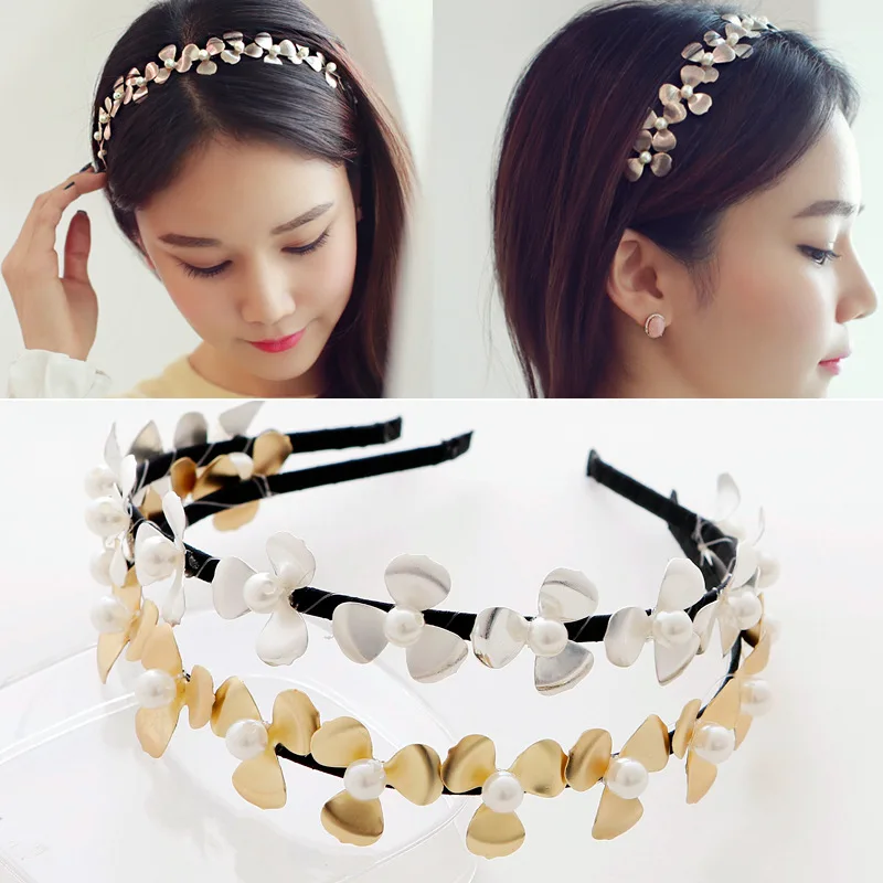 Женский ободок для волос с листочками JZTOP имитация жемчуга украшение